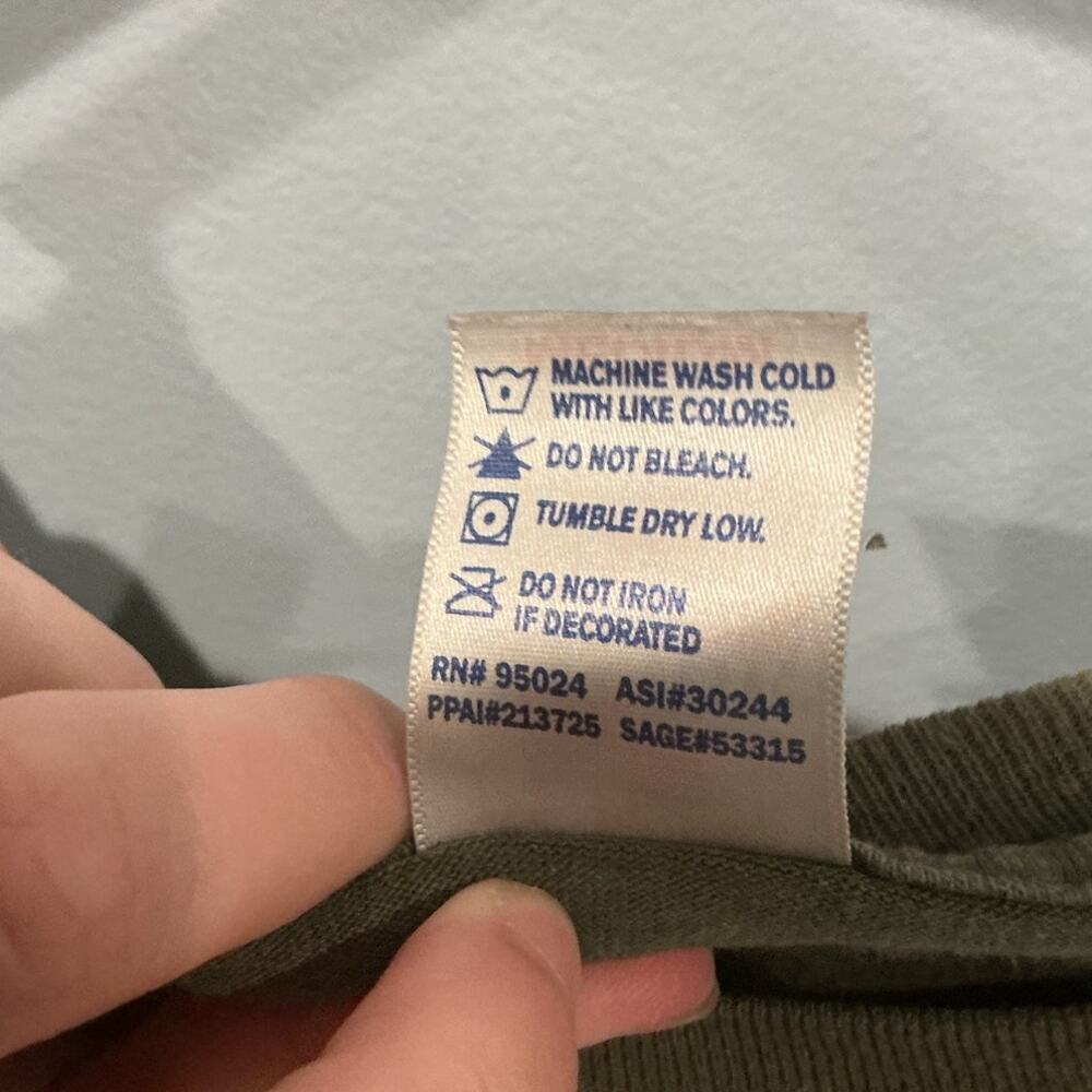 Bayside Mens USMC Tee Size M Army Green T-shirt Made in USA US Marines Military - Picture 6 of 6